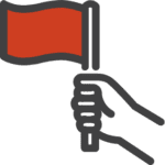 hand holding a red flag