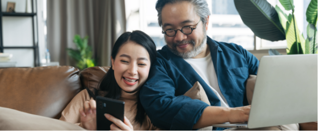 couple looking at a phone